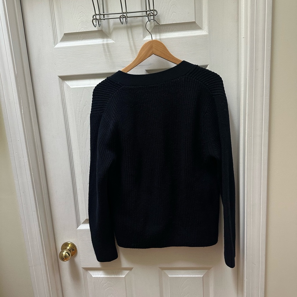 Sandro Navy Blue Knit Cardigan ribbed l large - Picture 4 of 7